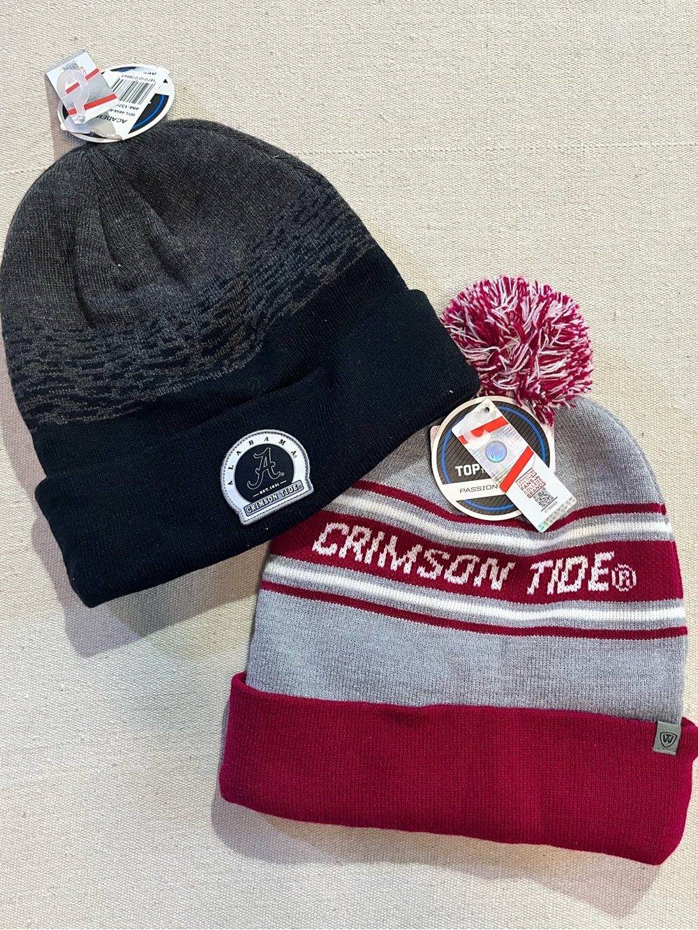 2 (TWO!) Officially Licensed NCAA Alabama Crimson Tide Winter Beanies, NWT